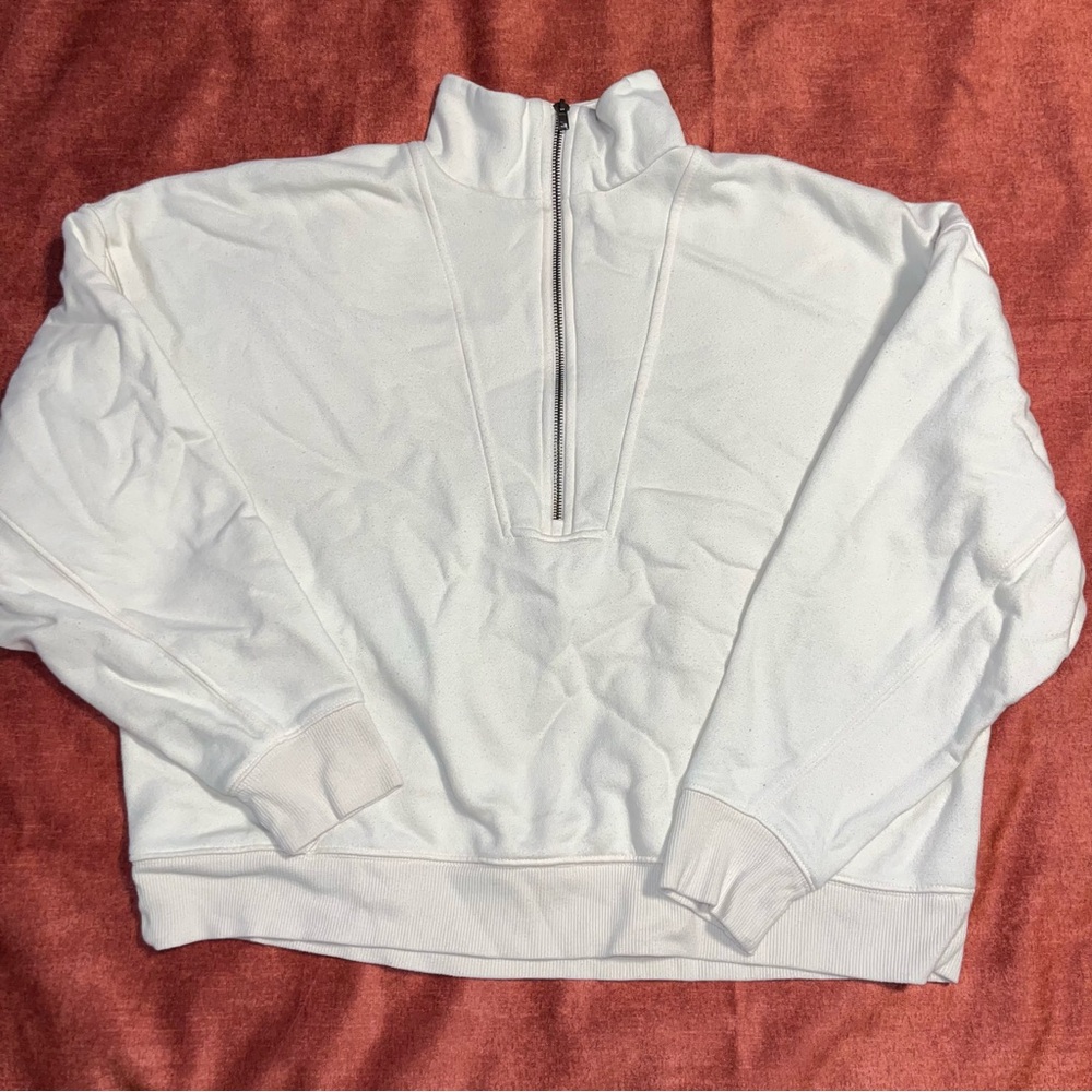 Off White Quarter Zip Sweatshirt